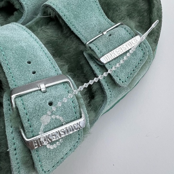 NWT BIRKENSTOCK ARIZONA  TEAL SUEDE SHEARLING SANDALS  ll  SZ- 265 / 41 - Picture 8 of 11